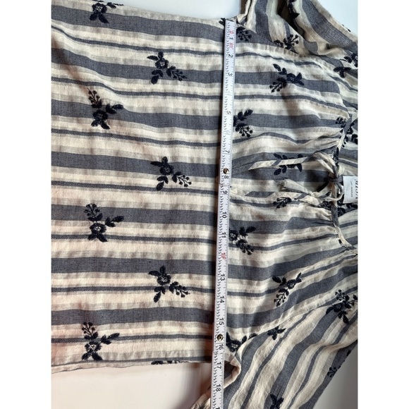 Misa Los Angeles Striped Floral Embroidery Long Sleeve Blouse - Picture 11 of 12
